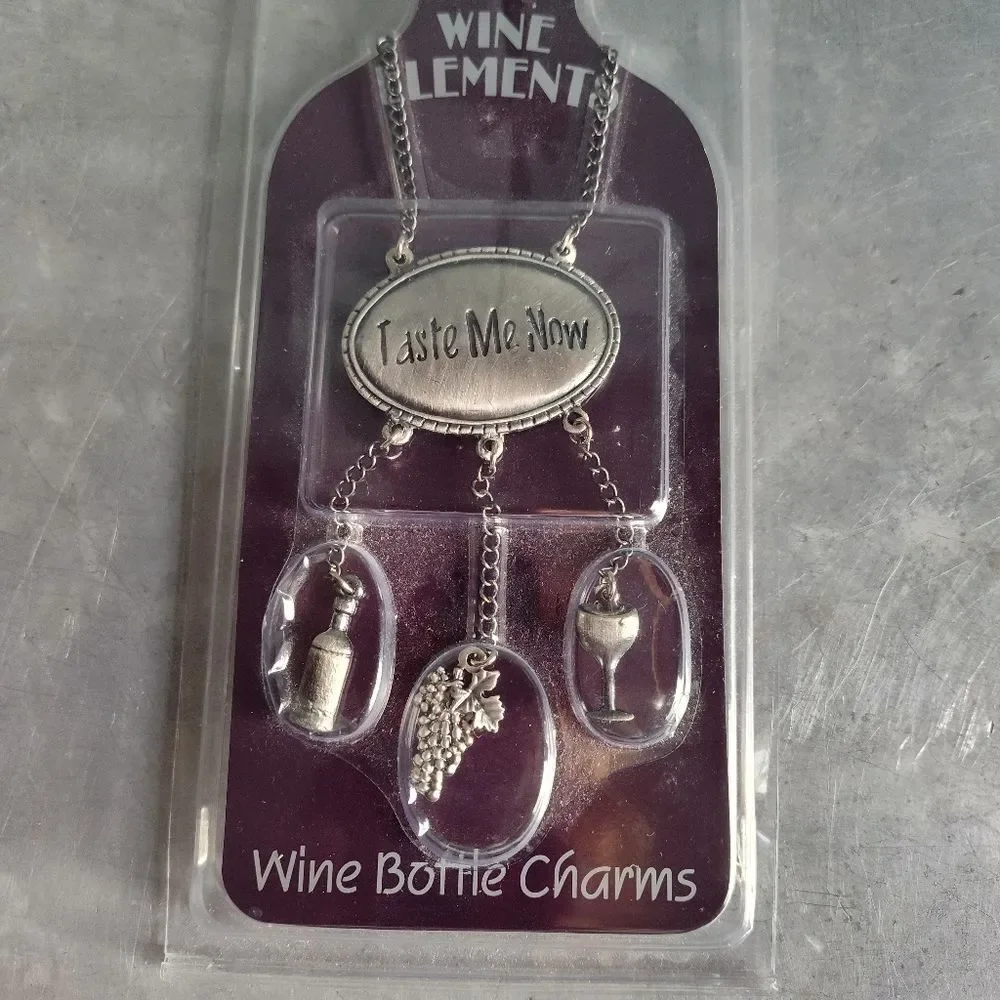 Pewter Wine Bottle Charm Set